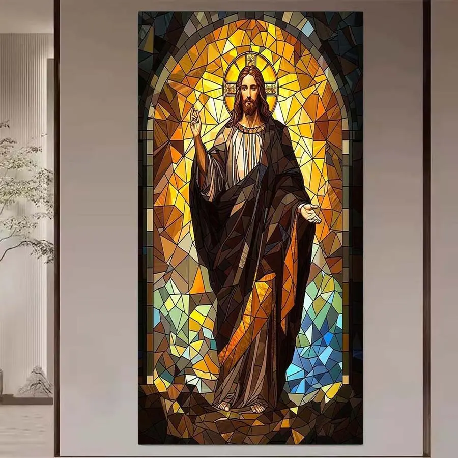 1pcs 5D DIY handmade diamond painting set, 5D diamond art set, DIY decoration, religious halo robe diamond painting set with full round diamonds, mosaic, diamond art, DIY art home decor, suitable for Halloween and Christmas.