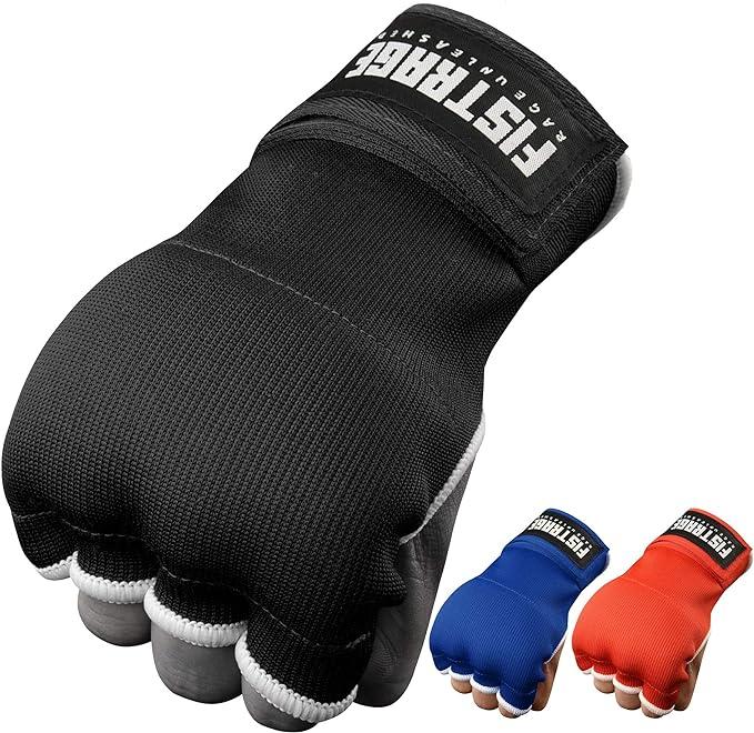 FISTRAGE Boxing Hand Wraps Inner Gloves for MMA & Kickboxing - Gel-Padded V-Foam, Elasticated Padded Cotton Bandage, Long Lasting Velcro Closure, Supportive Fit