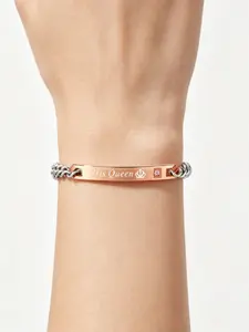 Couple Bracelet with Crown Titanium Steel Chain, Engraved 'his Queen/her King', Daily Wear Jewelry for Couples, Elegant Accessories