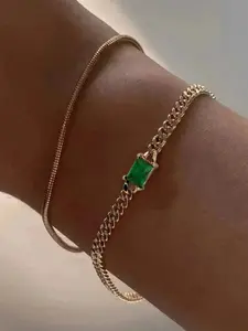 Elegant Artificial Zircon Decor Bracelets, Fashionable Adjustable Strap Bracelet for Women & Girls, Trendy All-match & Exquisite Jewelry for Birthday Gift