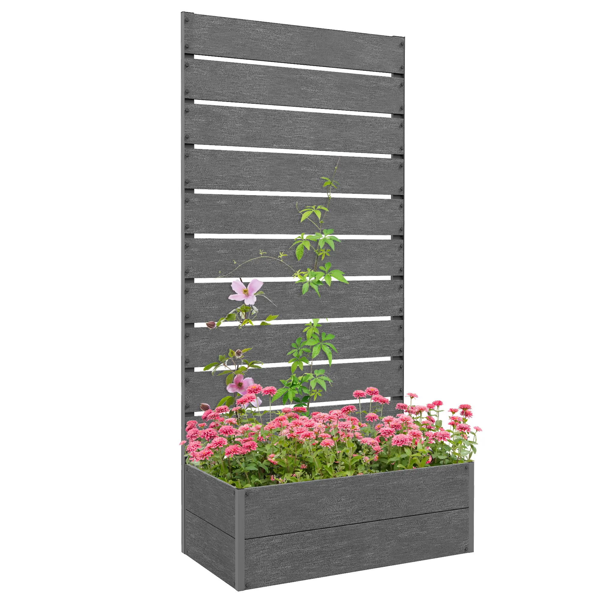 Wooden Gray Trellis Planter for Climbing Plants, 28.25"x15"x59" Tall Raised Garden Bed, Durable Vertical Planter Box for Outdoor Patio, Backyard, Ideal for Roses, Cucumbers, Ivy
