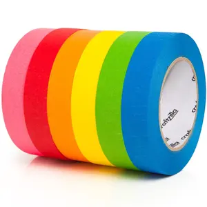 Colored Masking Tape - 6 Color Masking Tape Rolls - 990  x 1 Inch Painters Tape - Colored Painters Tape Assortment - Painter Tape - Craft Tape - Labeling Colorful Masking Tape