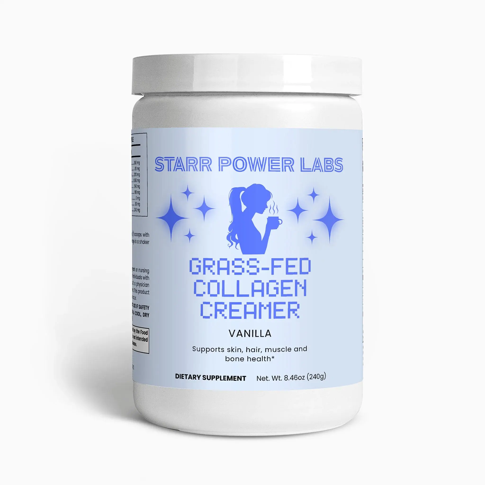 Starr Power Labs Grass-Fed Collagen Creamer Vanilla - Supports Skin Hair Muscle & Bone Health - 8.46oz Dietary Supplement