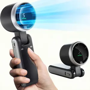 3600mah Portable Handheld Mini Turbine Fan, Portable Personal Fan, USB Rechargeable, 5 Wind Speeds, 15000rpm, 10 Hours Battery, 3-In-1 Foldable Quiet Cooler, Portable Outdoor Fan