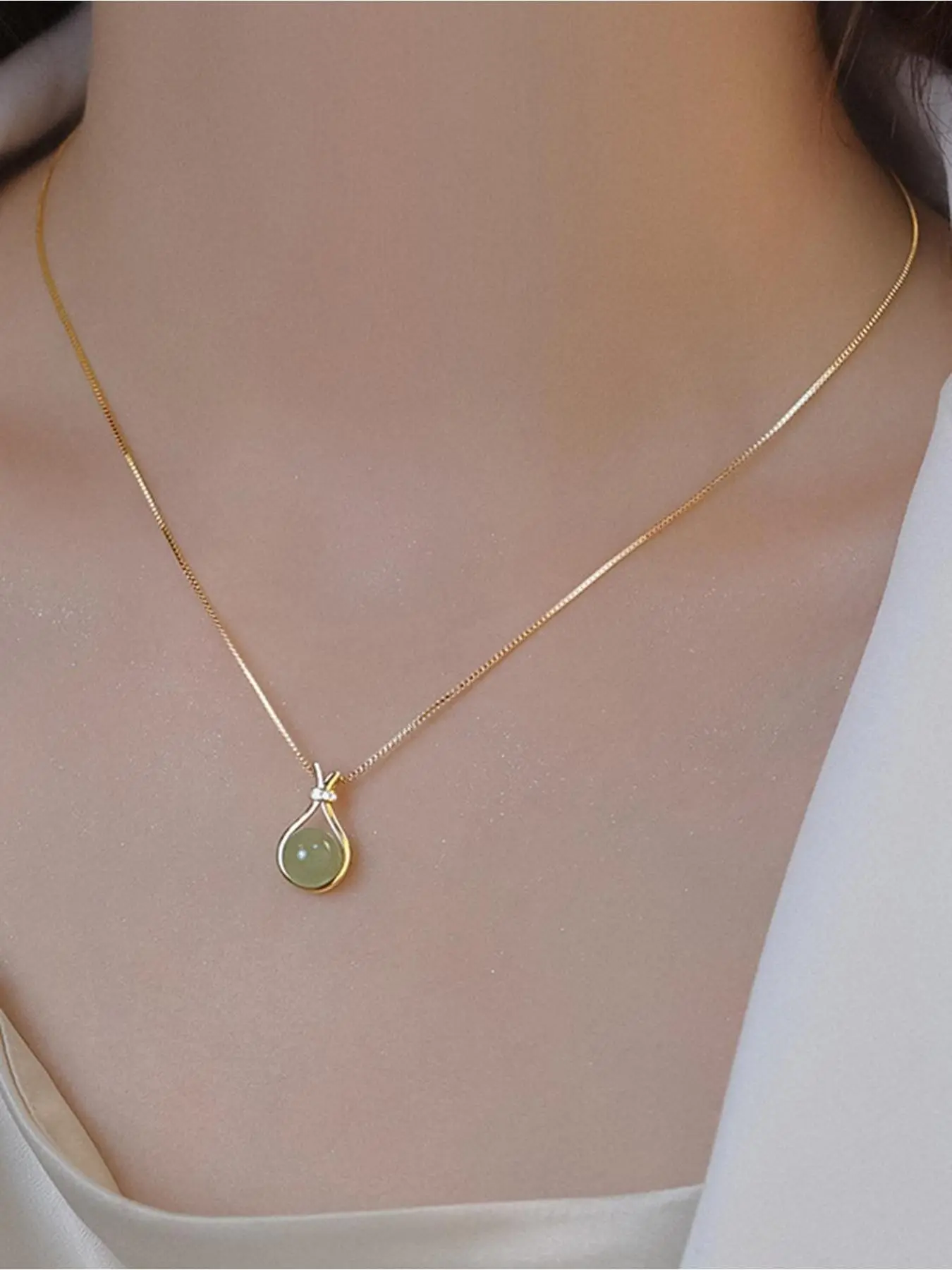 Vintage Jade Bag Pendant Necklace, Necklets, Stainless Steel Chain, Elegant Women's Daily Jewelry, Perfect Gift, All Seasons Wear