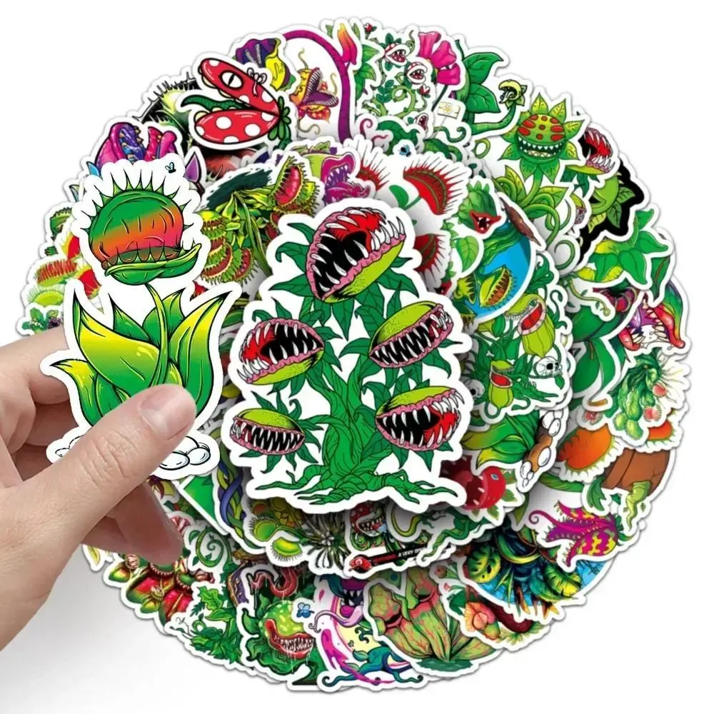 10/50pcs Chomper Flower Venus Flytrap Stickers Notebook Stationery Laptop Material Botany Plant Sticker Aesthetic Craft Supplies