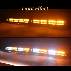 2 in 1 Emergency Dash Strobe Lights Interior Windshield Lights Amber White Warning Hazard Safety Flashing w/Suction Cups for Construction Vehicles, Trucks Car