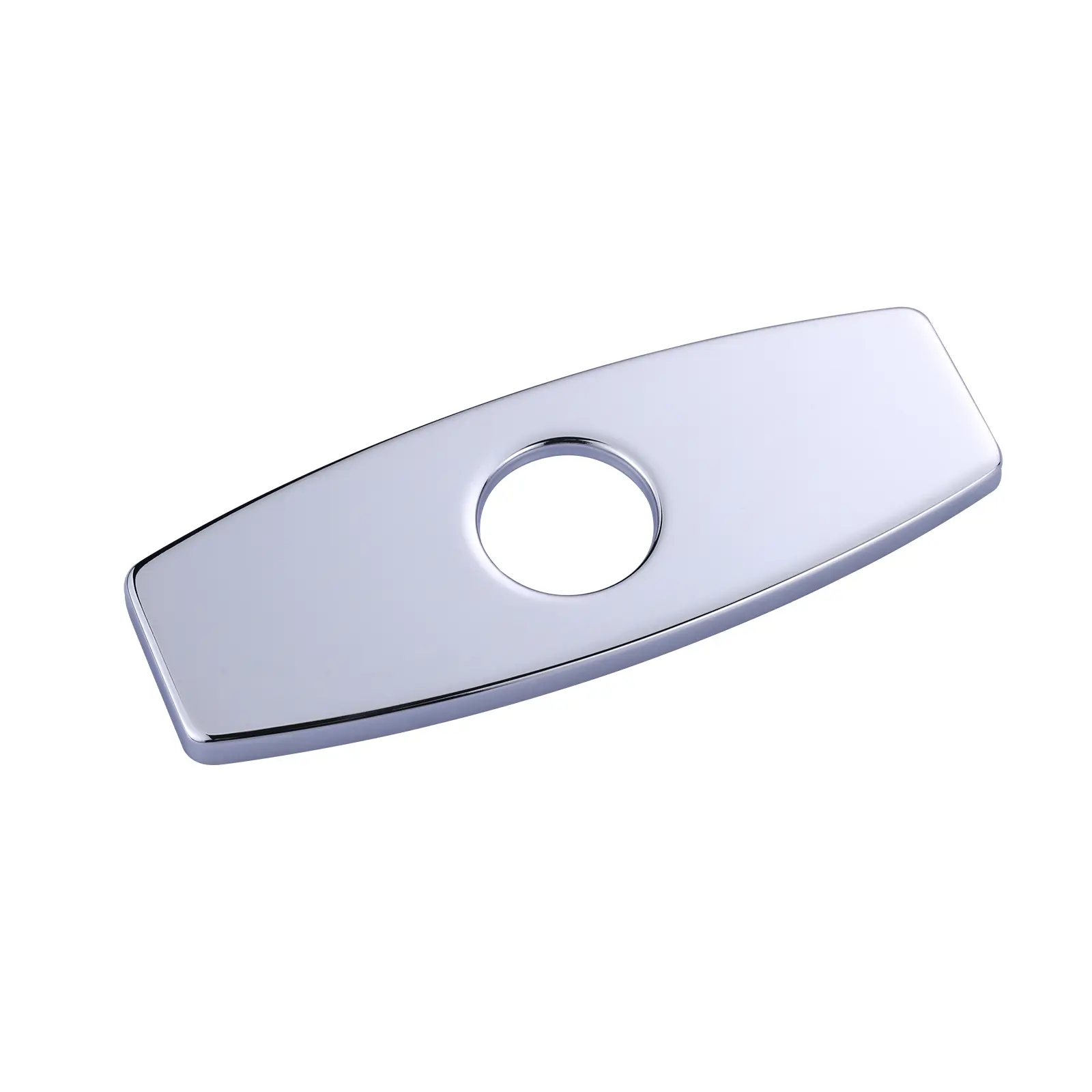 WOWOW Chrome Stainless Steel Bathroom Faucet Cover - 6.4 in Metal Deck Accessory, Anti-Scratch Surface, No Leak, No Slide Design, Easy to Install, No Bending, Compatible with 1 or 3 Sink Holes, Scratch-Resistant