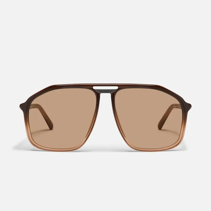 QUAY - STUDIO SESH Oversized Navigator Sunglasses with Tubular Arms & Metal Bridge Details Black Frame