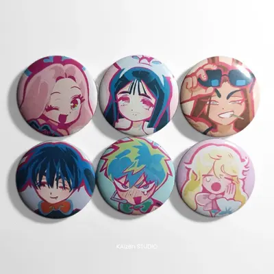 4 Badges Broches Sua Mizi – Figurine En Alliage, Diamètre 58 Mm, Pour Sac à Dos Ou Collection