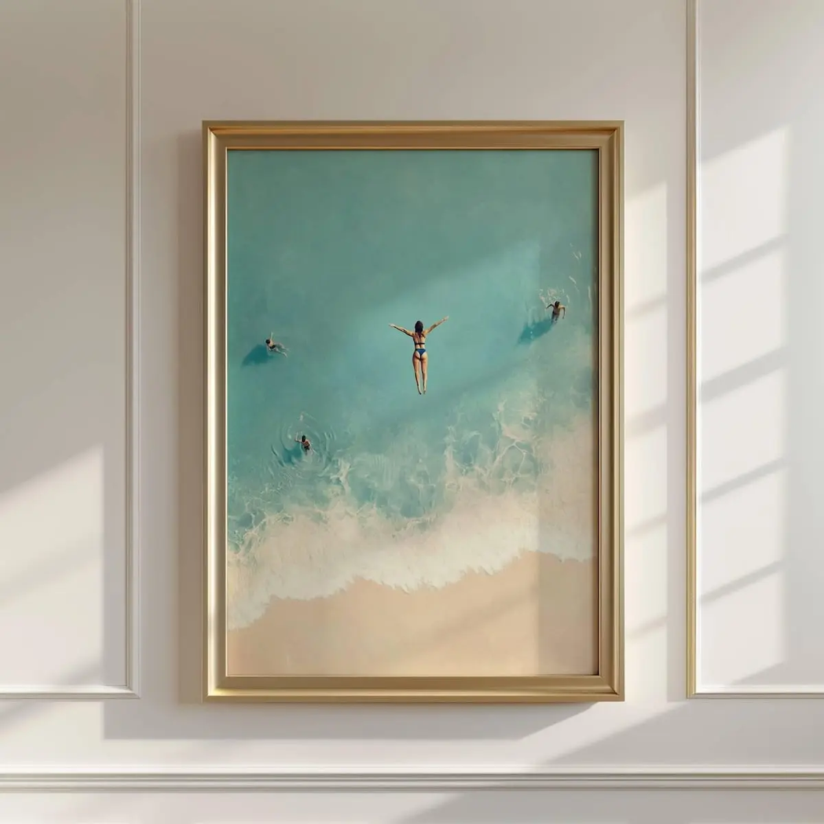 Open Water Swimming Wall Art – Woman Jumping into Sea, Wild Swimming Poster, Seaside Sea Swim Artwork, Room Decor, Unframed