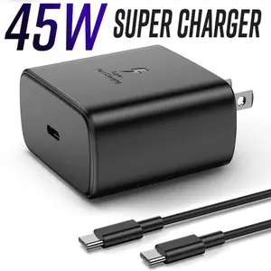 Samsung Super Fast Charger Type C 45W GaN Power USB C Charger PPS/PD Charging Block & 6.6FT Cable for Samsung Galaxy S25 Ultra/S25/S25+/S24 Ultra/S24/S24+/S23 Ultra/S23/S23+/S22/S22 Ultra/S22+, Tab S7 Quick Charge Adapter