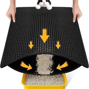 Cat Litter Mat Dual-Layer Leak-Proof Non-Slip Waterproof Urine Resistant Cat Sand Pad for Floor, Small Cats
