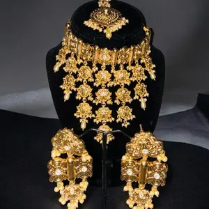Gold Look Waterfall Necklace Slightly Heavy Glamorous Jewelry Set for Special Occasions