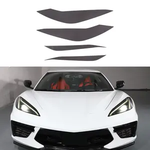 4-piece set of black film for car headlight eyebrows, suitable for 2020+ Corvette C8 models.