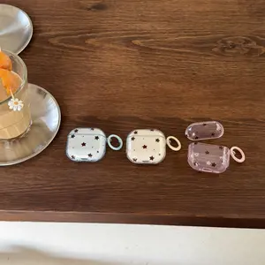 Earphone Protection Case Compatible with AirPods 4/pro2, Half-Transparent Four Color Star Design, Fits AirPods 1/2/3/4/pro/pro2/pro3