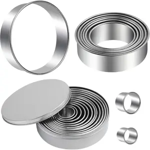 Round Cookie Cutters Set 12 count Bistcuit Cookie Cutters Circle Pastry Cutters Round Donut Ring Molds for Baking for Pastries Doughs Doughnuts
