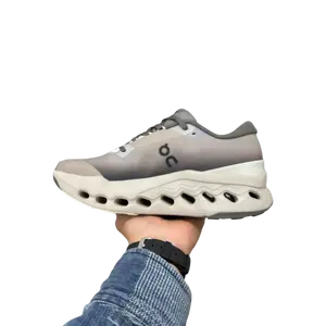 Men's Gradient Running Shoes - Hollow Cloud Sole Sneakers Beige Grey Lightweight Breathable Sports Footwear