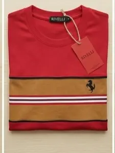 Rivelli Stylish Crewneck T-Shirt - Bold Color-Blocking Design for a Sophisticated Athletic Look - Casual Wear Menswear