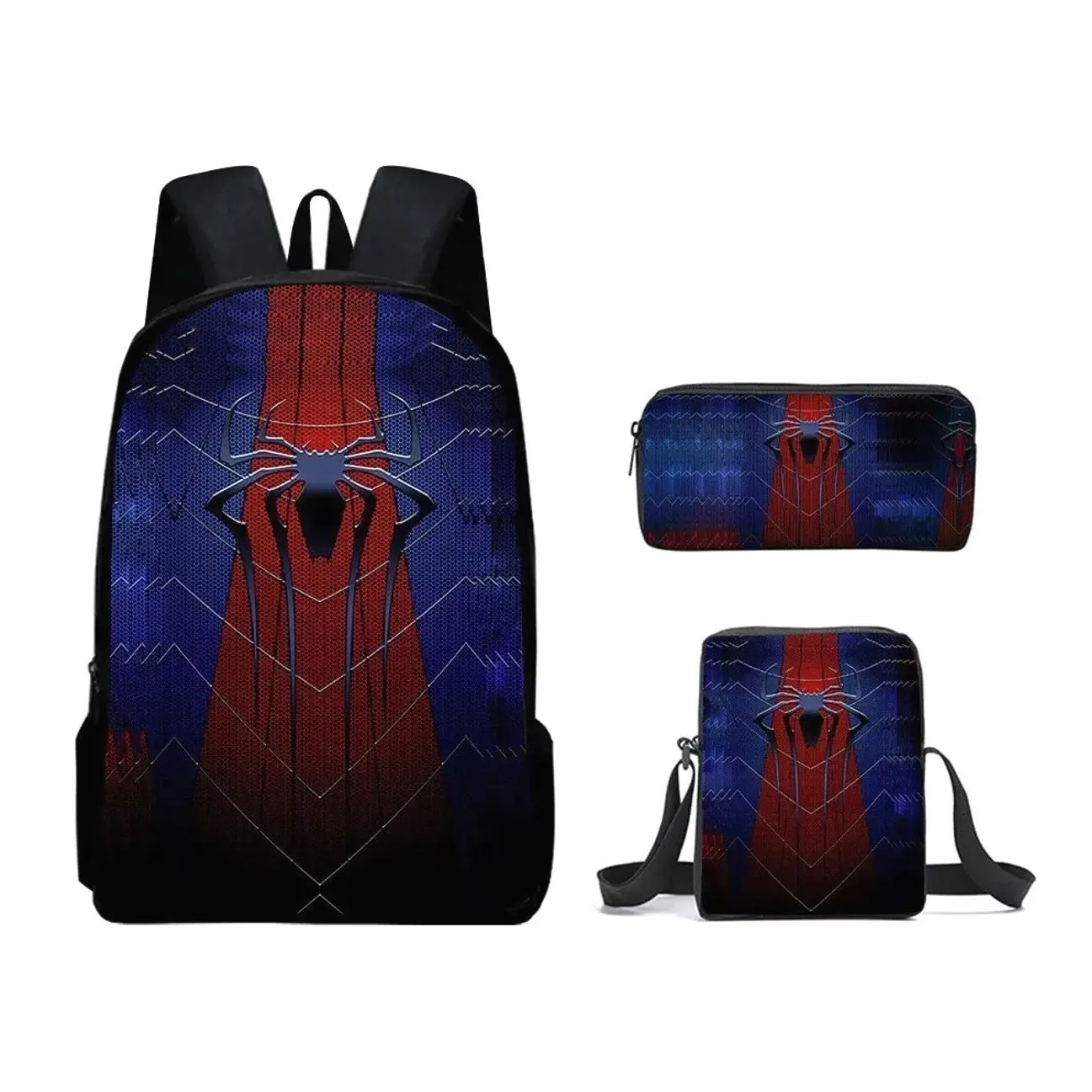 Cute Red Spider Hero Backpack Set | 3Pcs Elementary Schoolbag Insulated Lunch Bag Pencil Case | Back to School Gift for Boys