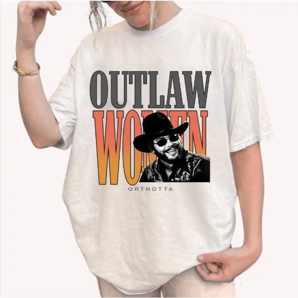 Outlaw Women Hank Jr Western Retro Shirt, Classic Country Music Oversized Graphic Vintage Tee Womenswear Clothes