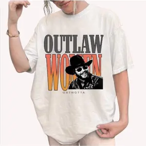 Outlaw Women Hank Jr Western Retro Shirt, Classic Country Music Oversized Graphic Vintage Tee