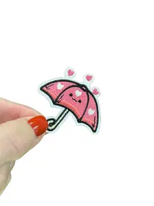 Kawaii Heart Umbrella Embroidered Patch