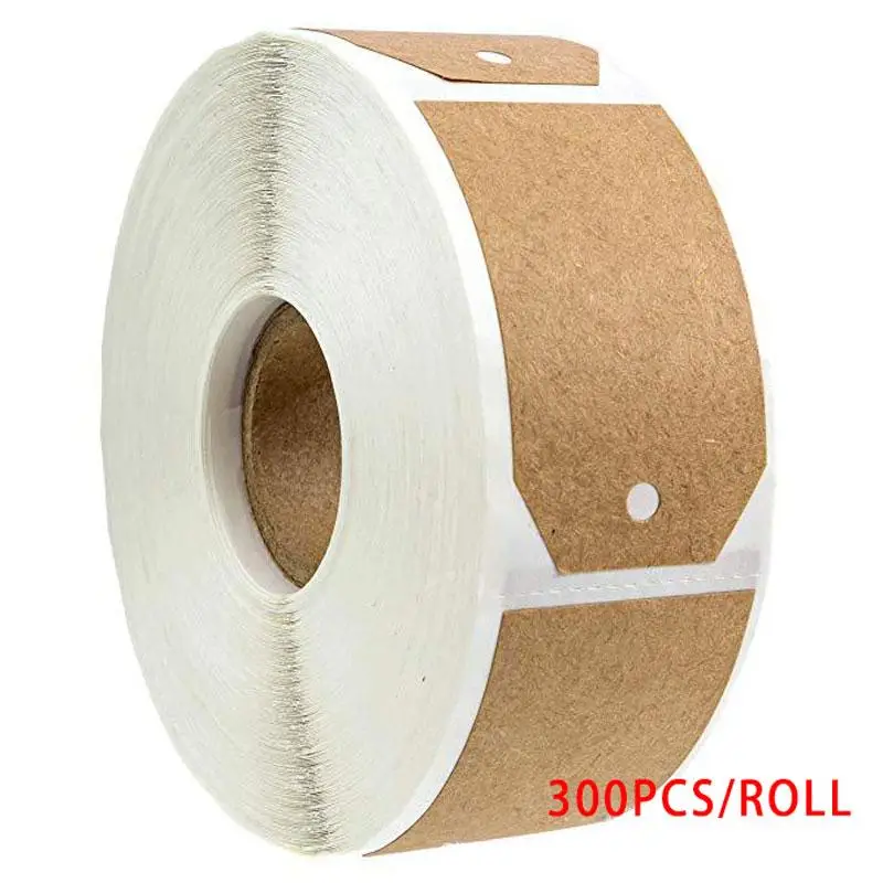 Kraft Paper Sticker, 300pcs/roll Self Adhesive Blank Label, DIY Paster for Gifts Bottle Scrapbook Phone Case Guitar
