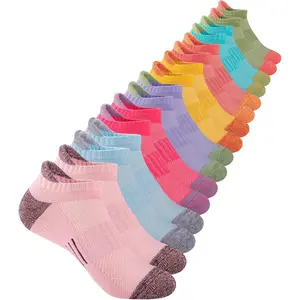 F-SOK19 Girls Socks Ankle Athletic Socks For Kids 4-6 6-8 8-10 Years Old Short Socks With Cushioned Sole 8 Pairs