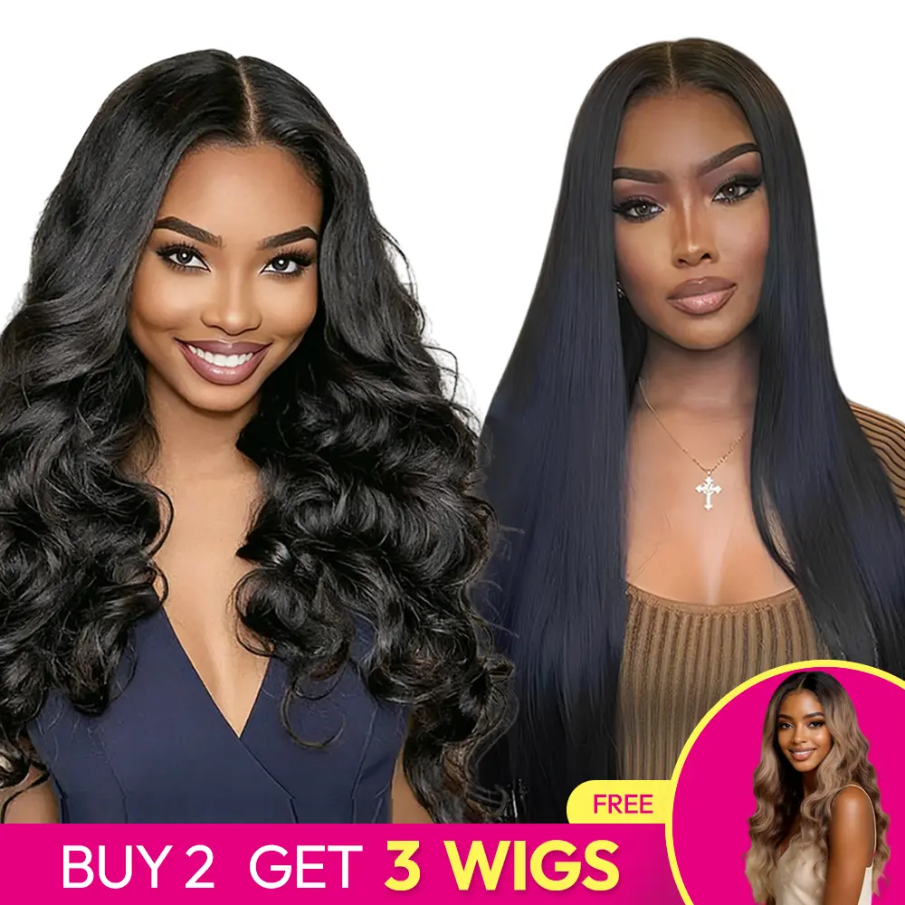 [Blend] Buy 2 Get 3 FREE!!! Blended Human Hair Lace Front Wigs | Soft, Natural, Beginner Friendly Must-Have, #1B Body Wave & Straight Hair &  #12/60A Body Wave Wig #SummerVibes