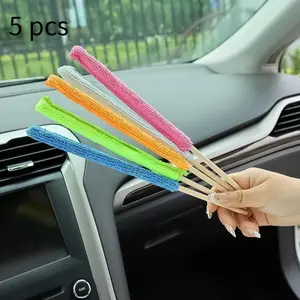 5pcs Ultra Soft Microfiber Detailing Brushes with Long Handles - Perfect for Cars, Blinds & Hard-to-Reach Areas - Washable & Reusable Cleaning Tools - Car Detailing Accessories