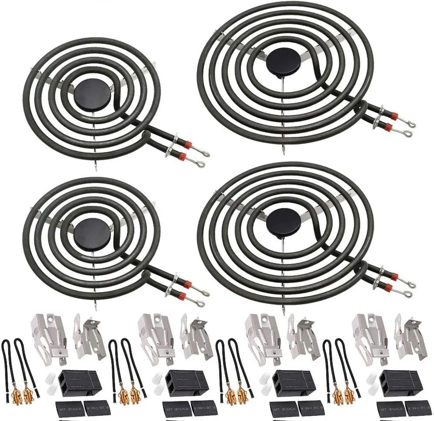 Beaquicy MP22YA Electric Range Burner Element Unit Set with 2 pcs 6" MP15YA, 2 pcs 8" MP21YA & 4-Pack 330031 Surface Element Receptacle Kit - Replacement Parts for Whirlpool, Kenmore Ranges/Stoves