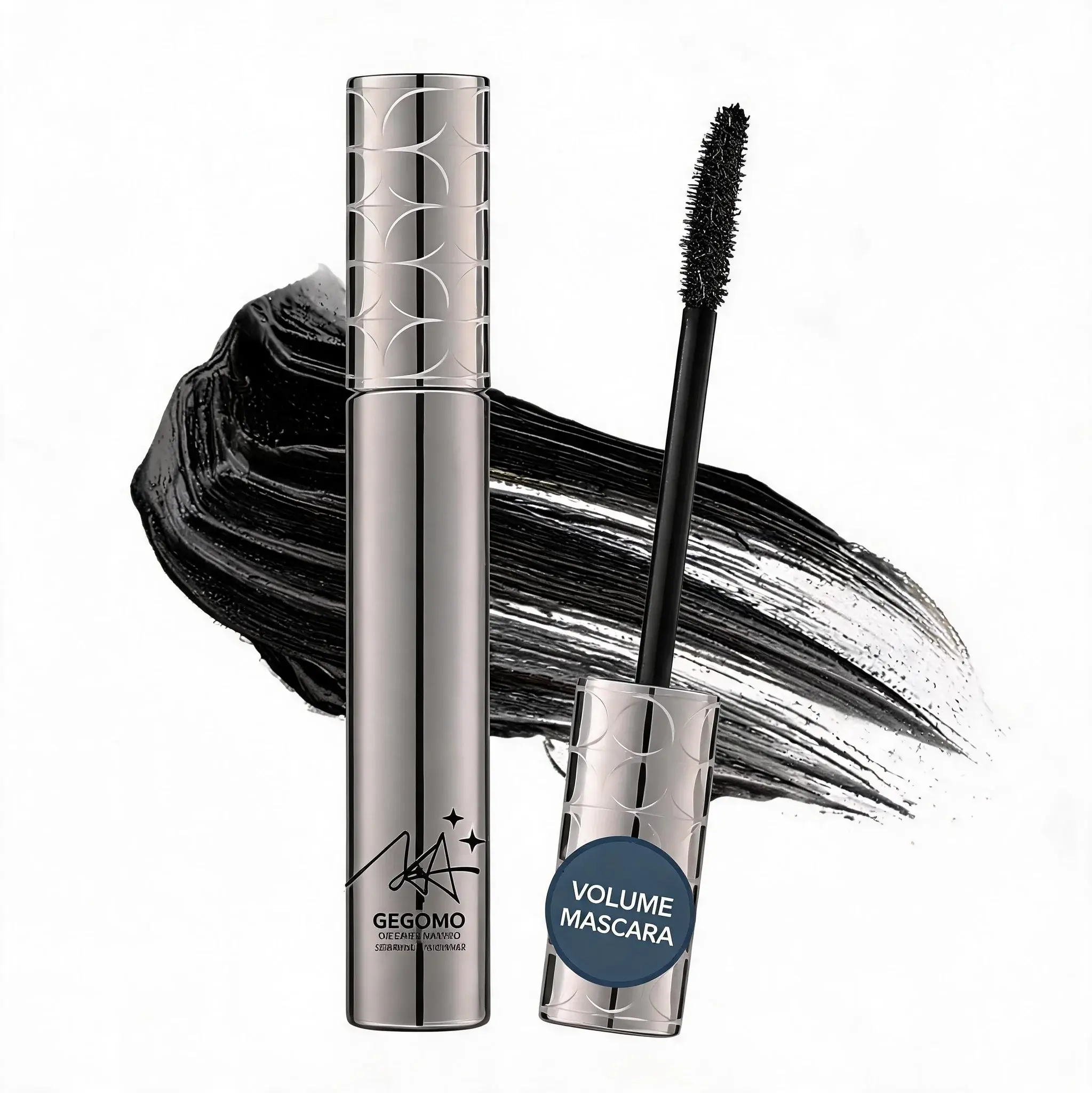 GEGOMO Intense Black Mascara - 24H Long-Lasting, Waterproof, Smudge-Proof Volume Mascara for Thick, Voluminous Eyelashes