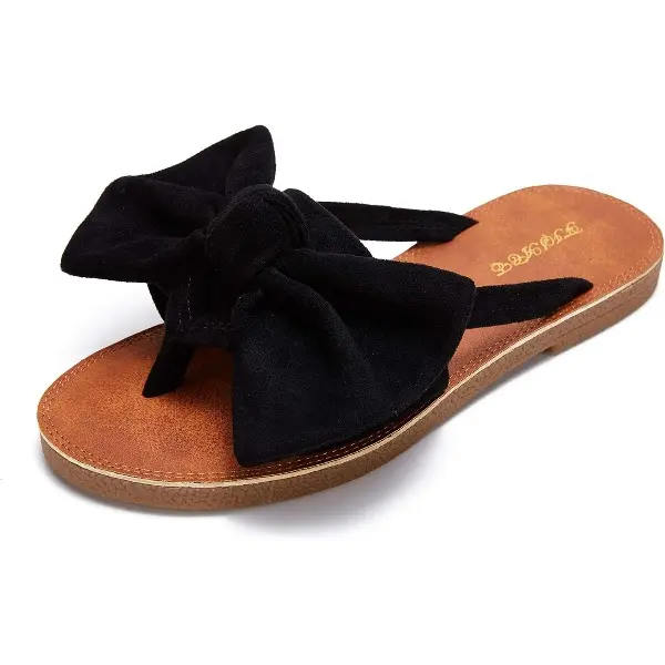 Coutgo Womens Slip On Flip Flops Ring Toe Strappy Summer Gladiator Flat Sandals