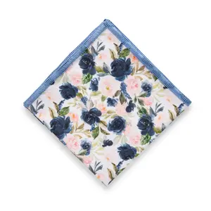 Blush Navy Floral Pocket Square