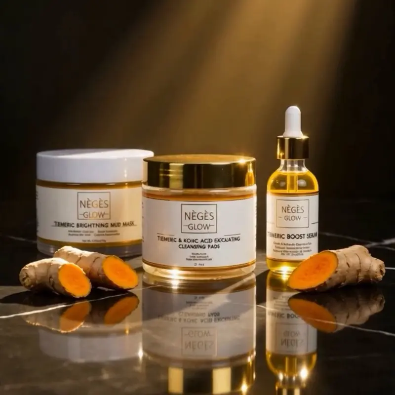 NÈGÈS Glow face set: Cleanser pads, Mud mask, Boots serum