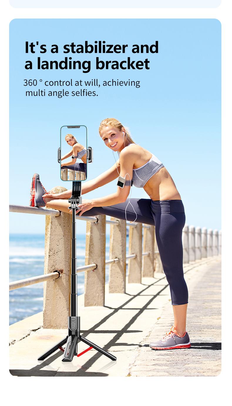 1-Axis Gimbal Stabilizer, Anti-Shake Selfie Stick Tripod with Bluetooth Remote, Auto Balance Phone Mount, Aluminum Alloy Vlogging Stand for iPhone & Android