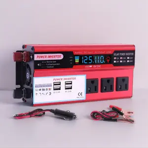 Portable Power Inverter,  DC12V/24V to AC110V Solar Converter for Automotive & Motorcycle Use, 4 USB Ports, LCD Display, CE FC ROHS Certified Car Battery Repair Tool