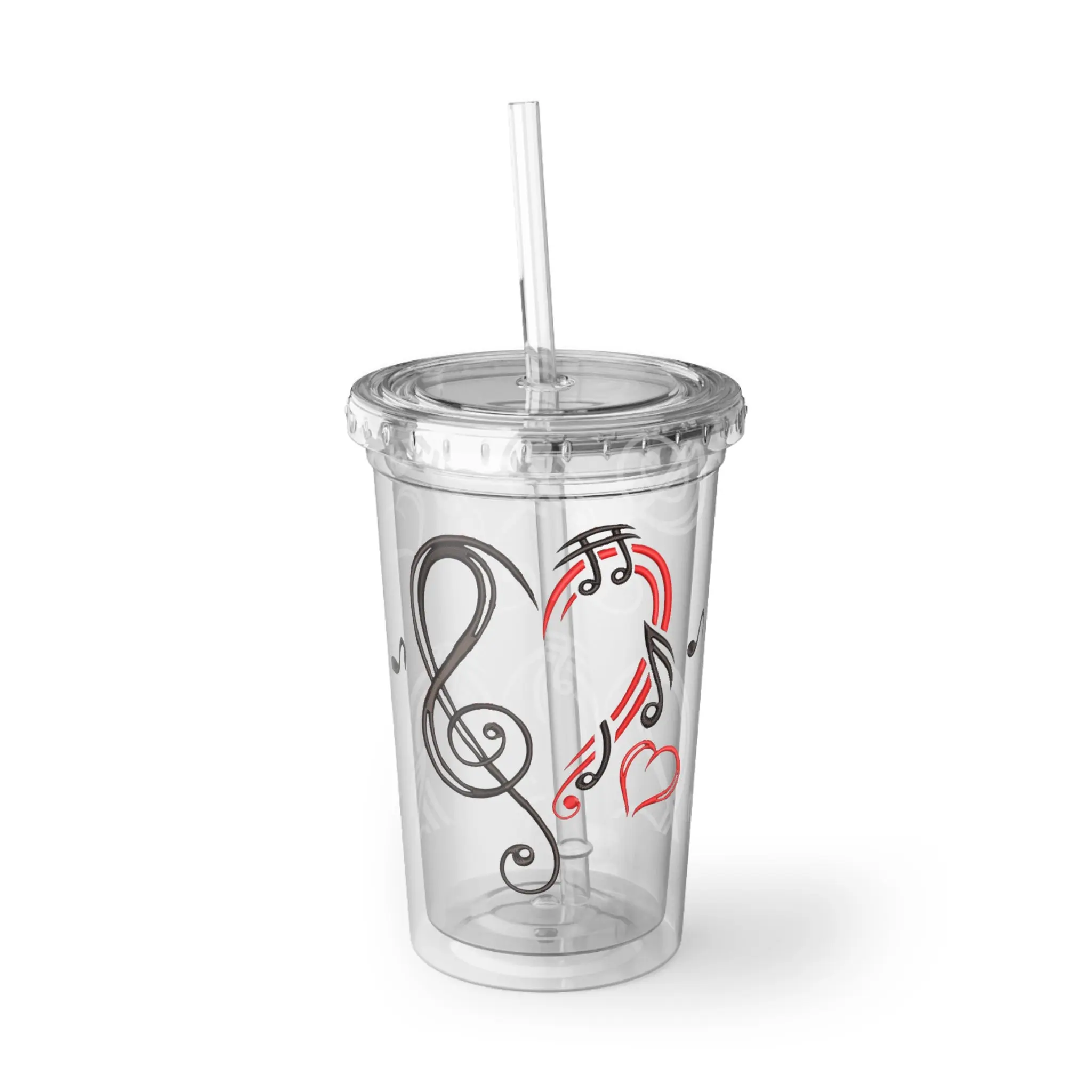 Stylish Acrylic Cup with Musical Notes Gift for Music Lovers Drinkware for Events Personalized Tumbler Reusable Travel Cup