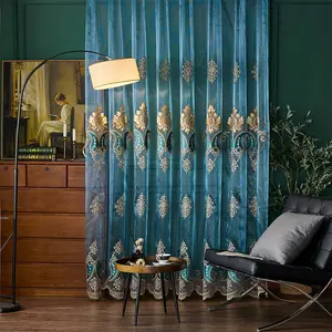 Luxurious Embroidered Window Curtain Set, Elegant Traditional Drapes for Living Room & Bedroom, High-End Home Decor Accessories, Heavy Curtain