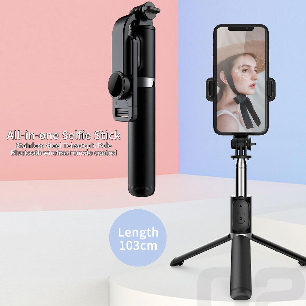 41-Inch Selfie Stick Tripod with Rechargeable Fill Light and Bluetooth Remote, Extendable Phone Tripod Stand, 3 Light Modes and 9 Brightness Levels for Vlogging, Live Streaming, iPhone & Android