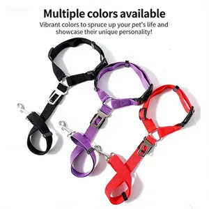 Adjustable Dog Car Seat Belt| Heavy Duty Pet Safety Leash for Vehicle, Durable Dog Traction Rope, Car Interior Accessories for Dogs & Cats,vehicle seatbelt harness,pet dog cat seat belt,DogCarSeatBelt,PetSafetyLeash,DogCarLeash,PetTra, Car Stuff,summervib
