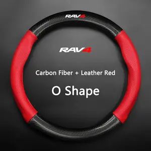 Carbon Fiber Leather Car Steering Wheel Cover Breathable Anti Slip Cover for Toyota GR RAV4 Crown Hilux Fortuner Corolla SE 2023 Camry Yaris Land Cruiser Prado Venza