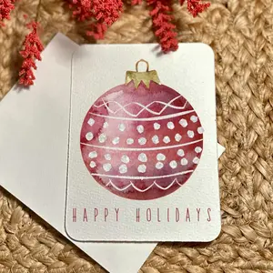 Handmade Watercolor Printed Christmas Cards Festive Art Print Holiday Cards Gift Box Set with Ornament Design Notecard Postcard Christmas Cards