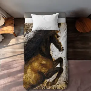 360 Stand Twin XL Duvet Cover - Soft Microfiber Face Fabric, Rustic Tone, Horse Galloping Dust Brown Design, Bedding Linen for Twin Extra Long Beds, Home Decor, Comfortable Duvet Covers, Graphic Duvet Covers