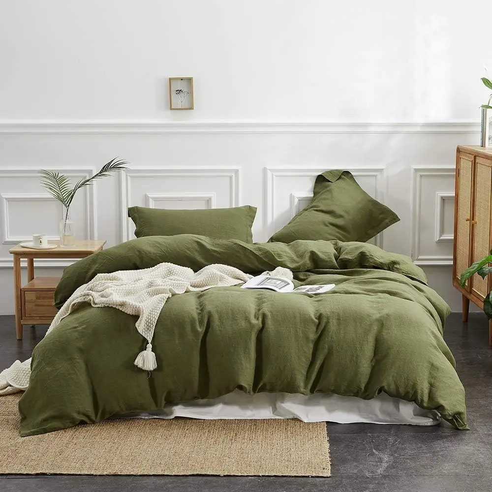 Simple&Opulence 100% French Linen Duvet Cover Set, Breathable Soft Linen Bedding, Natural Flax Comforter Cover with Pillowcase