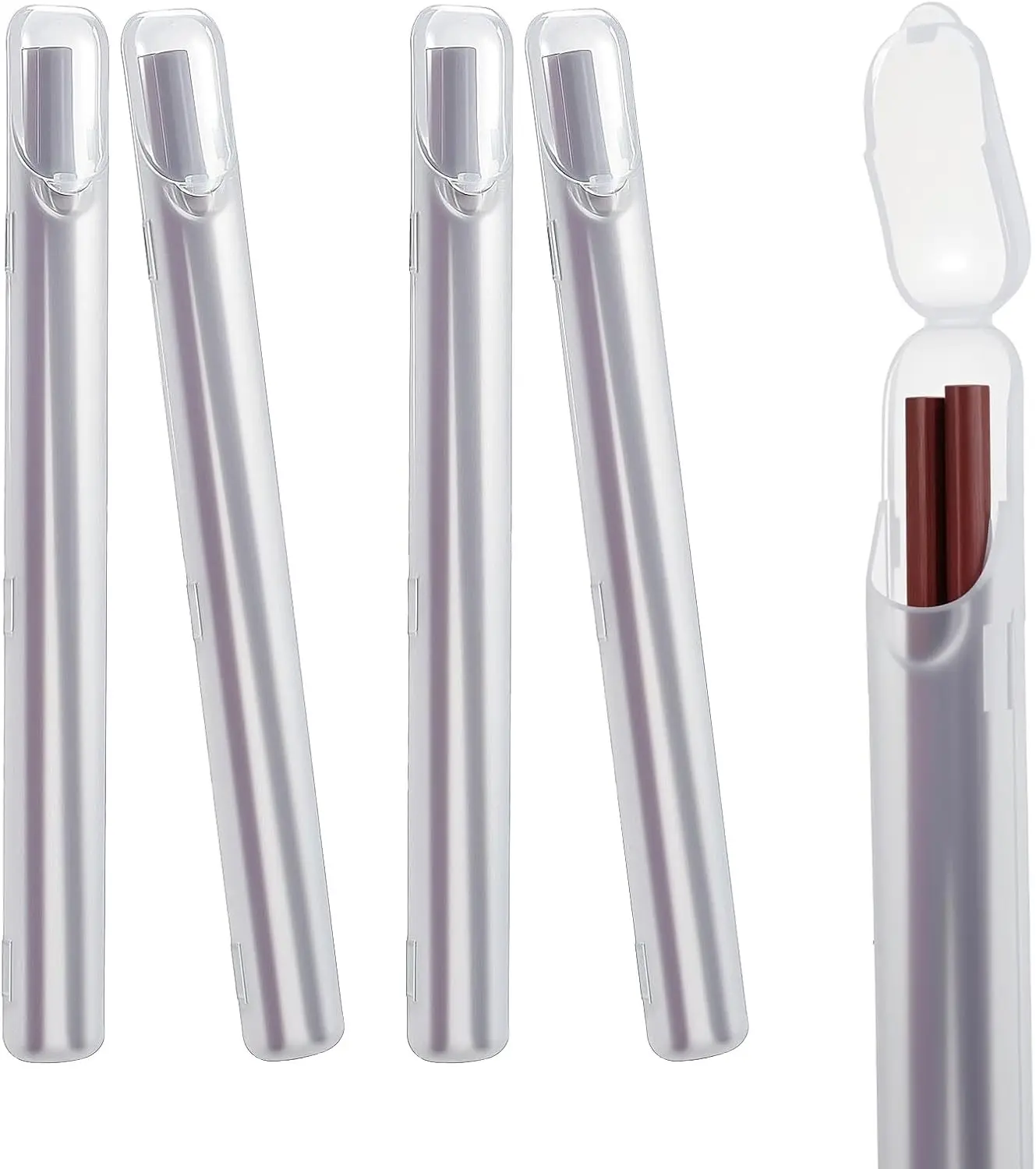 4Pcs Chopsticks Storage Case Plastic Utensil Holder with Side Opening Travel Chopsticks Case for Reusable Cutlery (Clear)
