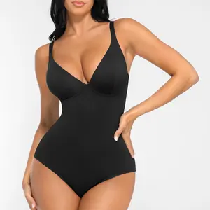 FeelinGirl Shapewear Bodysuits for Women Tummy Control Body Suits Deep V Neck Corset Tops Panty  Womenswear Nylon Soft Fashion Comfortable Deals For You Days #Summervibes