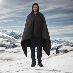 2-In-1 Outdoor Blanket Waterproof & Windproof, Wearable Camping Blanket with Hood & Button, Lightweight Travel Blanket, Suitable for Backpacks, Hiking, Beaches, Picnics, Stadium, Includes Storage Bag, Outdoor Camping Supplies