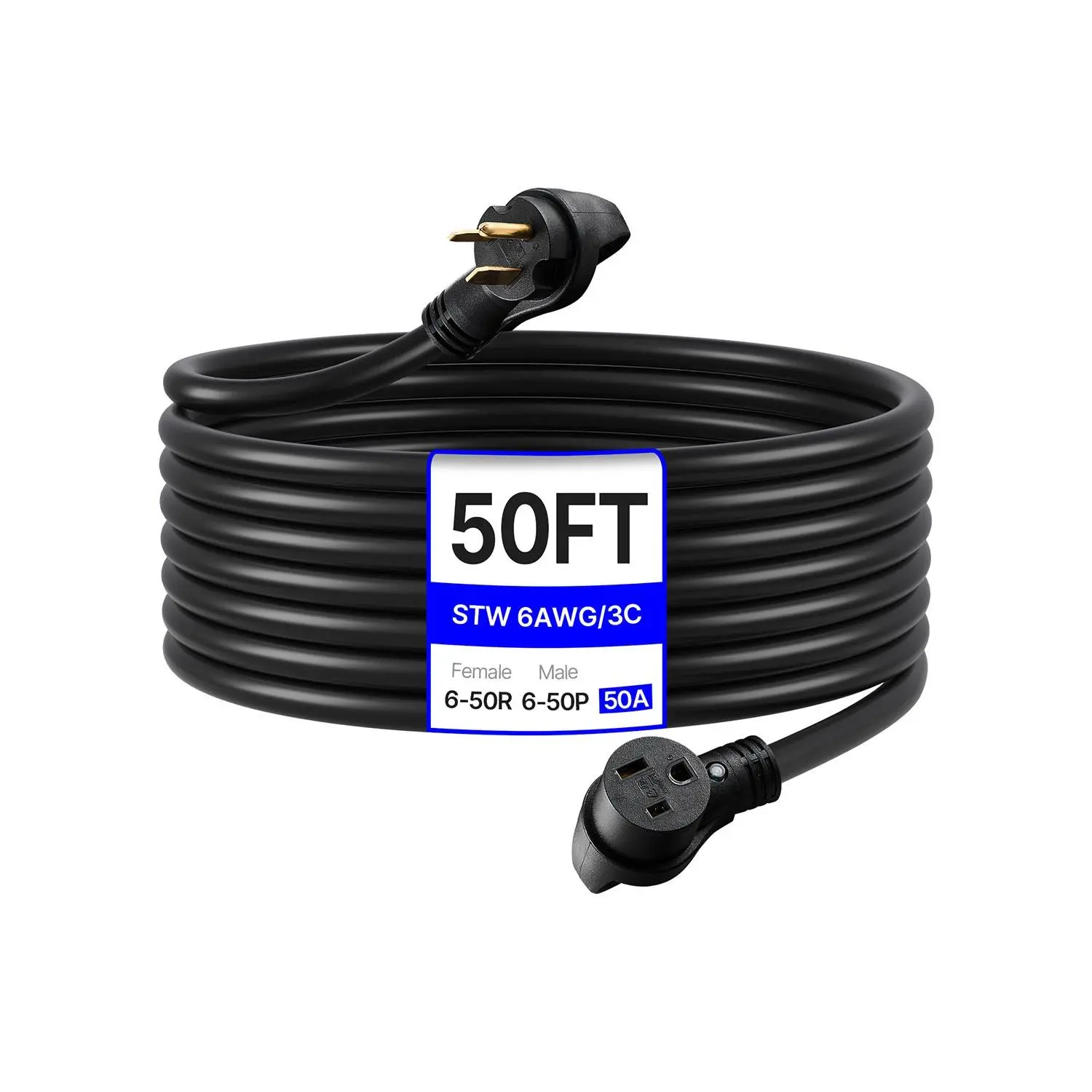 【Summerfinds】VEVOR Welder Extension Cord, 30 Amp 50 ft, Extension Cord for Portable Welders, NEMA 6-50P, 10/3 AWG, 250V, 7500W Heavy Duty Pure Copper Welder Cable, for Outdoor MIG TIG Plasma, STW Weather-proof